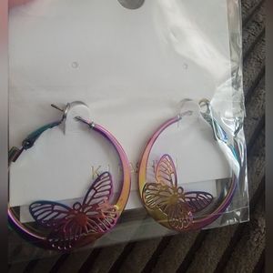 New Butterfly Iridescent Huggie earrings